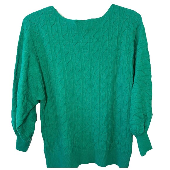 Marled Women’s Green Textured Knit Sweater Dolman Sleeve Pullover Size S - Picture 2 of 6
